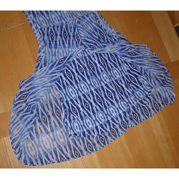 Anthropologie Meadow Rue Merlin Blue White Boho Print TUNIC TANK TOP XS - Picture 8 of 8